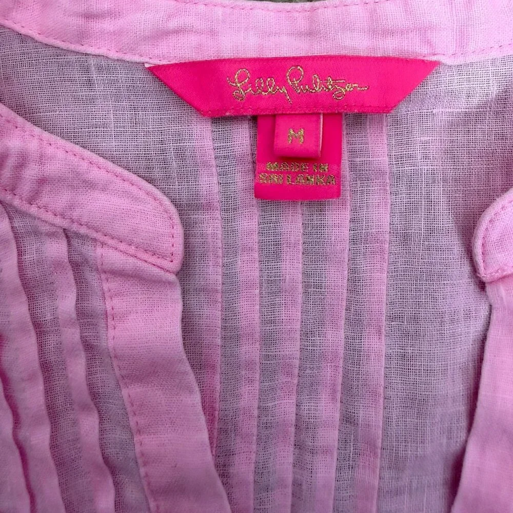 Lilly Pulitzer Sarasota Linen Tunic Top Size M Baby Pink - Picture 6 of 10
